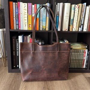 S Zone Leather Work Tote